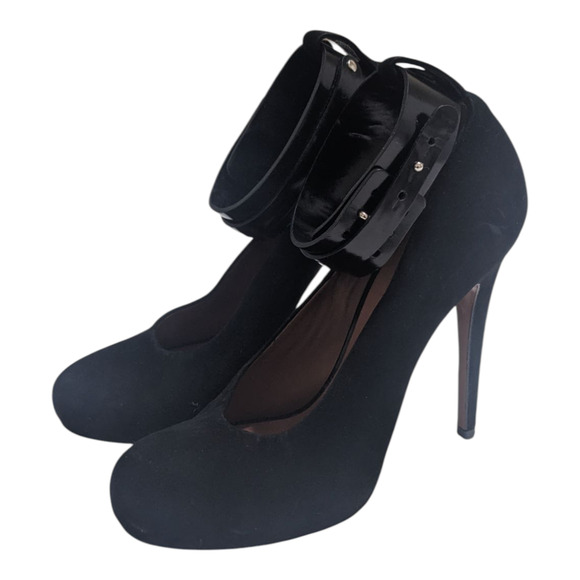 Celine Paris Black Leather Pumps Women’s Size 37 Classic Designer Heels - Picture 1 of 10